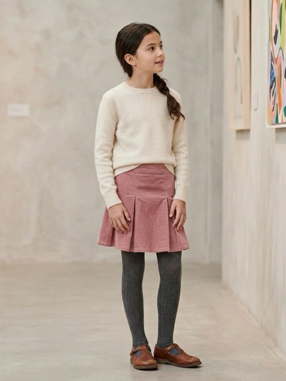 🔴 GAP Kids Dusty Rose Pink Corduroy Pleated Mini Skirt Medium (8)